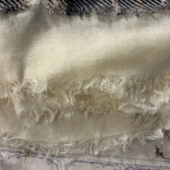 ROSE & ROSE BOHO CHIC CREAM/GREY/BLACK/PINK BLUSH PLAID OBLONG SCARF - Picture 6 of 8